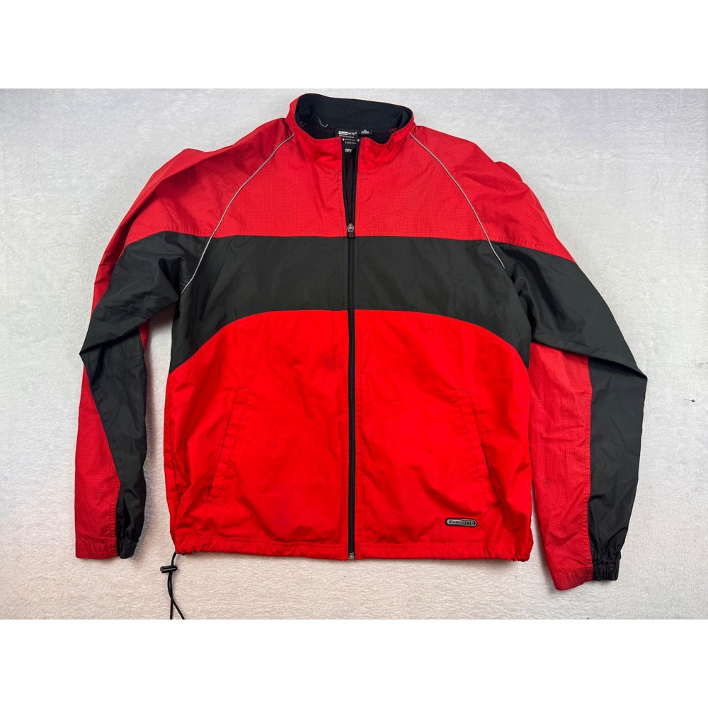 IllumiNite Reflective Running Jacket Mens XL Red Black Full Zip Windbreaker